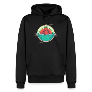 Wassermelone im Meer lustige Melonen Kunst - Männer Premium Bio Hoodie - Schwarz - Vorne - Nico (187cm)