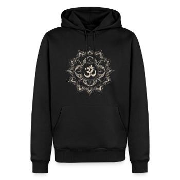 Résonance cosmique : le Om sacré - Sweat à capuche Premium bio Homme - noir - Devant - Nico (187cm)