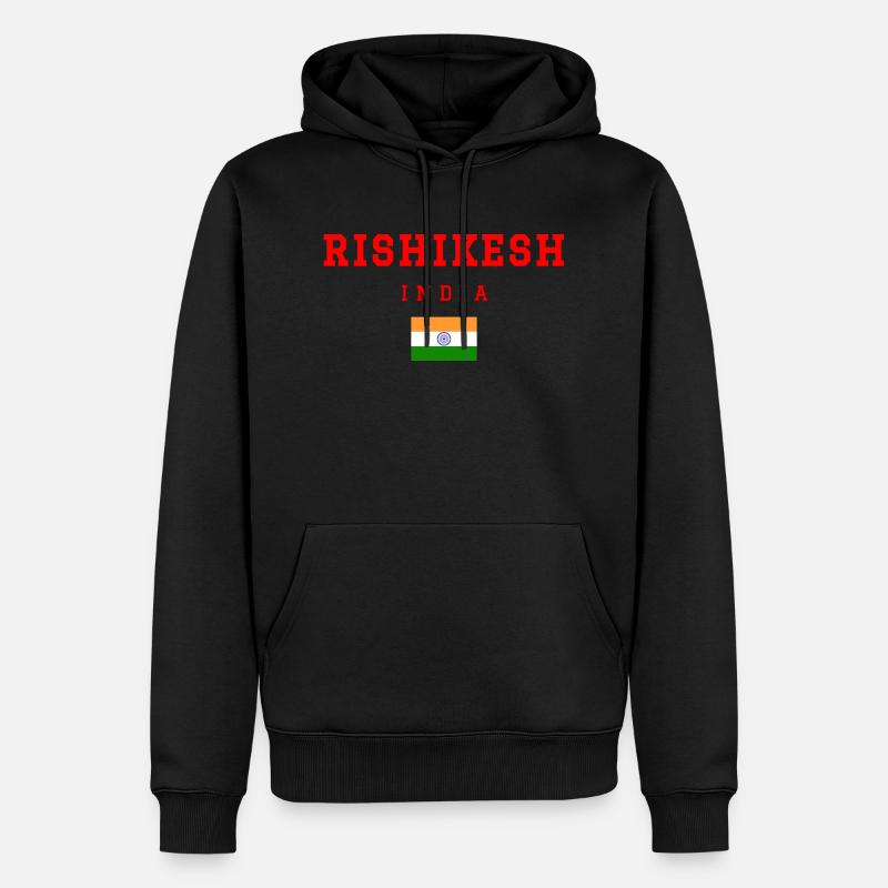 Rishikesh, Inde - Sweat à capuche Premium bio Homme - noir