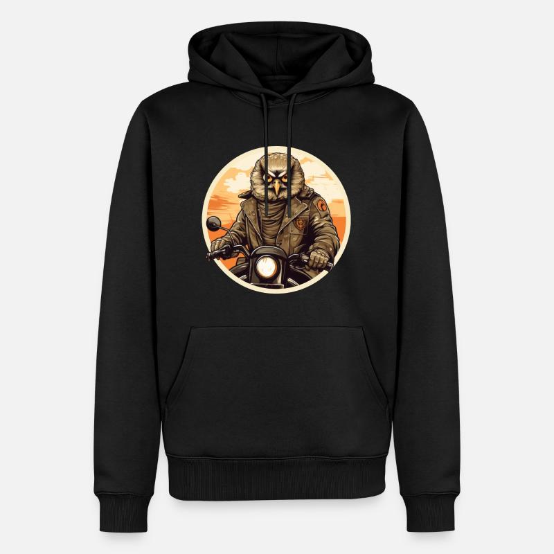 Motorrad Eule - Männer Premium Bio Hoodie - Schwarz