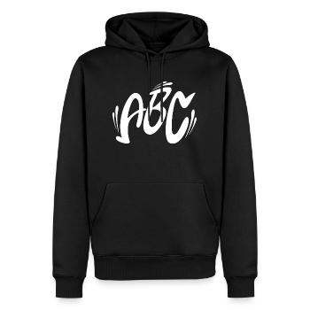 ABC blanc - Sweat à capuche Premium bio Homme - noir - Devant - Nico (187cm)