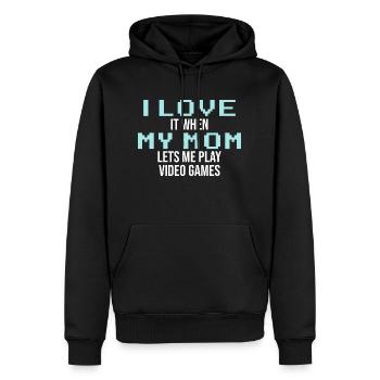 J’adore quand ma mère me laisse jouer à des jeux vidéo - Sweat à capuche Premium bio Homme - noir - Devant - Nico (187cm)