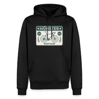 Münster - Ville à vélo - Sweat à capuche Premium bio Homme - noir - Devant - Nico (187cm)