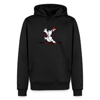 Springendes Huhn - Männer Premium Bio Hoodie - Schwarz - Vorne - Nico (187cm)