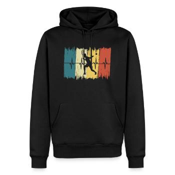 Vintage-Tennis-Herzschlag - Männer Premium Bio Hoodie - Schwarz - Vorne - Nico (187cm)