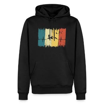 Battement de cœur Vintage Montagne - Sweat à capuche Premium bio Homme - noir - Devant - Nico (187cm)