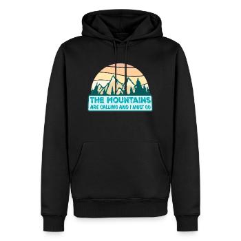 The Mountains Are Calling And I Must Go Saying - Men’s Premium Organic Hoodie - black - Front - Nico (187cm)
