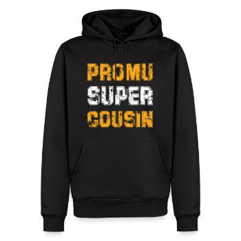 Promu Super Cousin Cadeau Rigolo Homme Cousin - Sweat à capuche Premium bio Homme - noir - Devant - Nico (187cm)