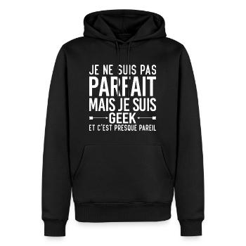 Je Ne Suis Pas Parfait Mais Je Suis GEEK - Sweat à capuche Premium bio Homme - noir - Devant - Nico (187cm)