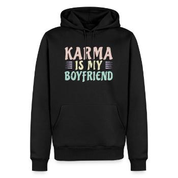 Karma is my boyfriend - Männer Premium Bio Hoodie - Schwarz - Vorne - Nico (187cm)