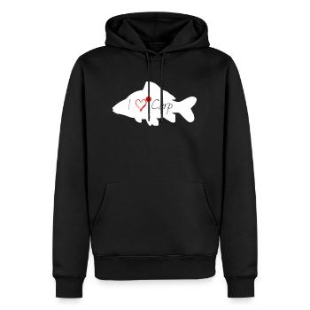 I love Carp white transparent - Men’s Premium Organic Hoodie - black - Front - Nico (187cm)