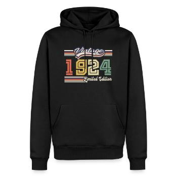 Cadeau D'anniversaire 1924 Génial Depuis 1924 vint - Sweat à capuche Premium bio Homme - noir - Devant - Nico (187cm)
