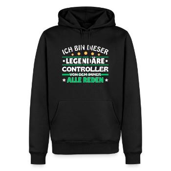 Ich bin dieser legendäre Controller - Männer Premium Bio Hoodie - Schwarz - Vorne - Nico (187cm)