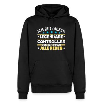 Ich bin dieser legendäre Controller - Männer Premium Bio Hoodie - Schwarz - Vorne - Nico (187cm)