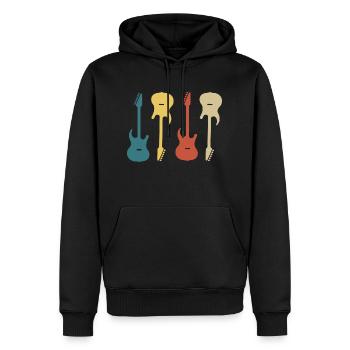 guitare rétro vintage - Sweat à capuche Premium bio Homme - noir - Devant - Nico (187cm)