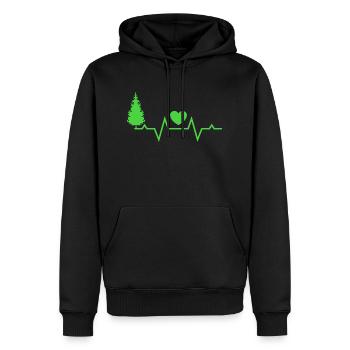 Arbre, Forêt, Heartbeat, Pouls - Sweat à capuche Premium bio Homme - noir - Devant - Nico (187cm)