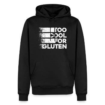 Too Cool For Gluten - Funny Celiac Design - Men’s Premium Organic Hoodie - black - Front - Nico (187cm)