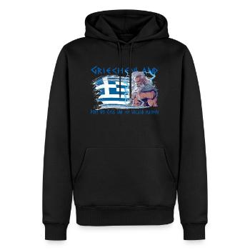Griechenland wo Zeus und ich Urlaub machen - Männer Premium Bio Hoodie - Schwarz - Vorne - Nico (187cm)