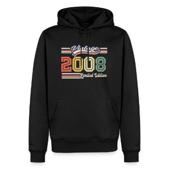 Cadeau D'anniversaire 2008 Génial Depuis 2008 vint - Sweat à capuche Premium bio Homme - noir - Devant - Nico (187cm)
