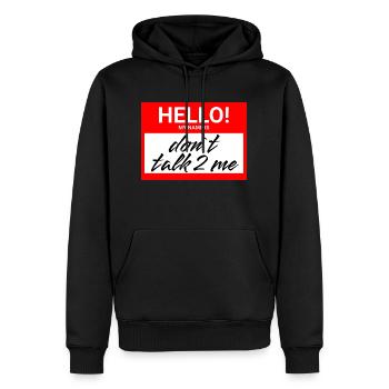 Hello - Männer Premium Bio Hoodie - Schwarz - Vorne - Nico (187cm)