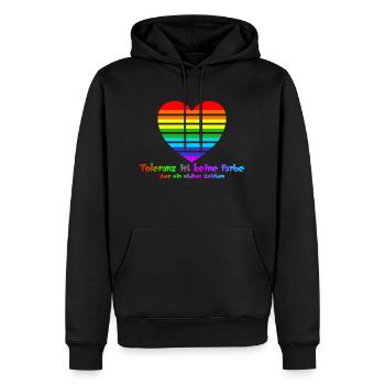 amour, fierté, arc-en-ciel, tolérance, LGBTQIA+ - Sweat à capuche Premium bio Homme - noir - Devant - Nico (187cm)