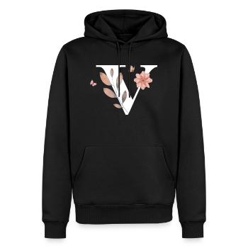 Buchstabe v Wildblumen Aquarelle - Männer Premium Bio Hoodie - Schwarz - Vorne - Nico (187cm)