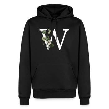Grüner botanischer Buchstabe w - Männer Premium Bio Hoodie - Schwarz - Vorne - Nico (187cm)