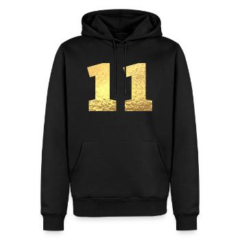 Nummer 11 Gold Glitter - 11. Jahrestag - Männer Premium Bio Hoodie - Schwarz - Vorne - Nico (187cm)