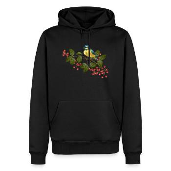 Bunter Vogel - Männer Premium Bio Hoodie - Schwarz - Vorne - Nico (187cm)