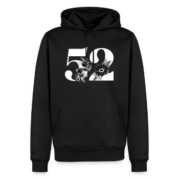 Numéro 52 floral noir - 52e anniversaire floral - Sweat à capuche Premium bio Homme - noir - Devant - Nico (187cm)