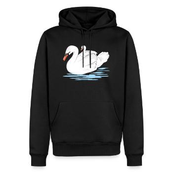 Une maman cygne blanc et son bébé - Sweat à capuche Premium bio Homme - noir - Devant - Nico (187cm)