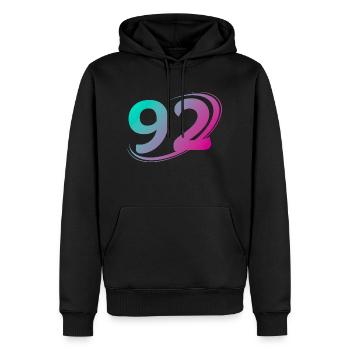 Number 92 multicolor - Men’s Premium Organic Hoodie - black - Front - Nico (187cm)