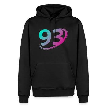 Number 93 multicolor - Men’s Premium Organic Hoodie - black - Front - Nico (187cm)