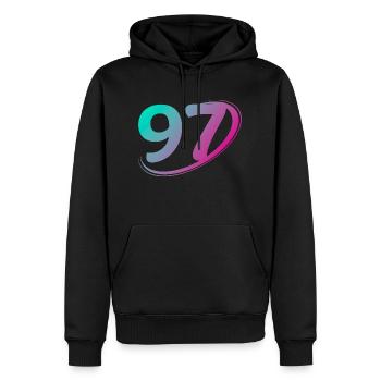 Number 97 multicolor - Men’s Premium Organic Hoodie - black - Front - Nico (187cm)