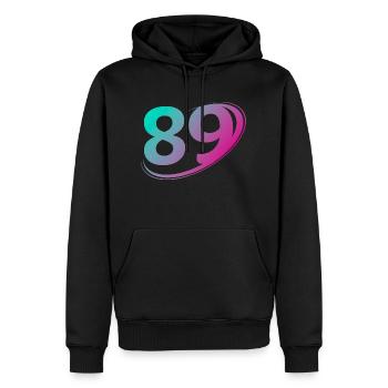 Nummer 89 mehrfarbig - Männer Premium Bio Hoodie - Schwarz - Vorne - Nico (187cm)