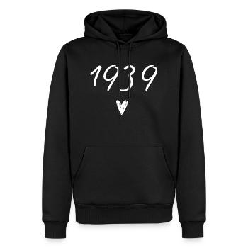 Herzjubiläum 1939 - Männer Premium Bio Hoodie - Schwarz - Vorne - Nico (187cm)