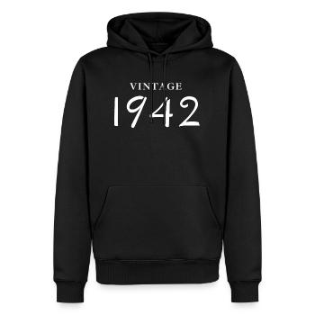 Jahrgang 1942 - Geschenkidee zum Geburtstag - Männer Premium Bio Hoodie - Schwarz - Vorne - Nico (187cm)