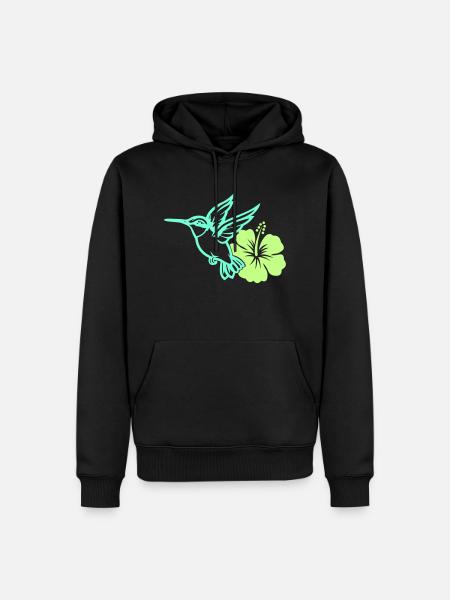 Colibri Oiseau Hibiscus - Sweat à capuche Premium bio Homme - noir
