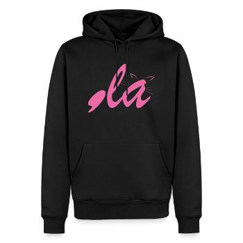 Chat mignon Lady Comma + La - Sweat à capuche Premium bio Homme - noir - Devant - Nico (187cm)