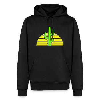 Cactus, Soleil, Épineux, Nuit, Désert, Coucher de soleil - Sweat à capuche Premium bio Homme - noir - Devant - Nico (187cm)