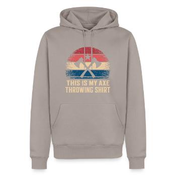 Axtwerfen Retro - Männer Premium Bio Hoodie - Taupe - Vorne - Nico (187cm)