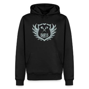 darts crest - Männer Premium Bio Hoodie - Schwarz - Vorne - Nico (187cm)