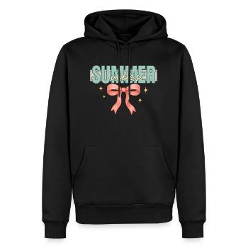 Sommer Vibe rosa Schleife png | Sommerliche kokette Schleife - Männer Premium Bio Hoodie - Schwarz - Vorne - Nico (187cm)