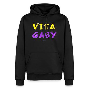 MDG Vita Gasy 01 - Sweat à capuche Premium bio Homme - noir - Devant - Nico (187cm)
