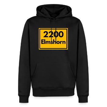 Place sign - then retro old zip code 2200 Elmshorn - Men’s Premium Organic Hoodie - black - Front - Nico (187cm)