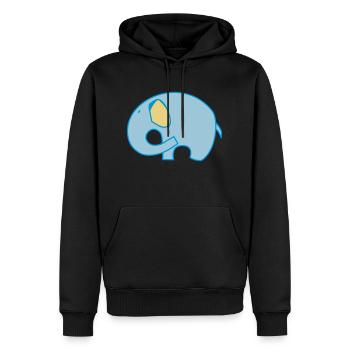 Logo chevalière Elephant - Sweat à capuche Premium bio Homme - noir - Devant - Nico (187cm)