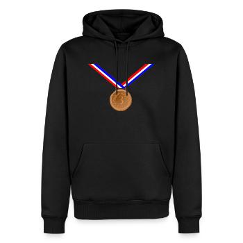 Médaille de bronze 3ème - Sweat à capuche Premium bio Homme - noir - Devant - Nico (187cm)
