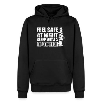 Safe With Firefighter - Sweat à capuche Premium bio Homme - noir - Devant - Nico (187cm)