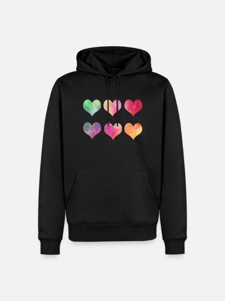 Herzen - Männer Premium Bio Hoodie - Schwarz