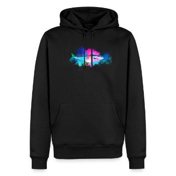 Fisch Köhler farbenfroh - Männer Premium Bio Hoodie - Schwarz - Vorne - Nico (187cm)
